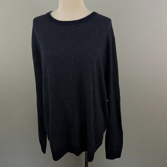 NWT NORDSTROM Navy Blue Wool Mix Crew‎ Neck Sweater (S) - Picture 2 of 8